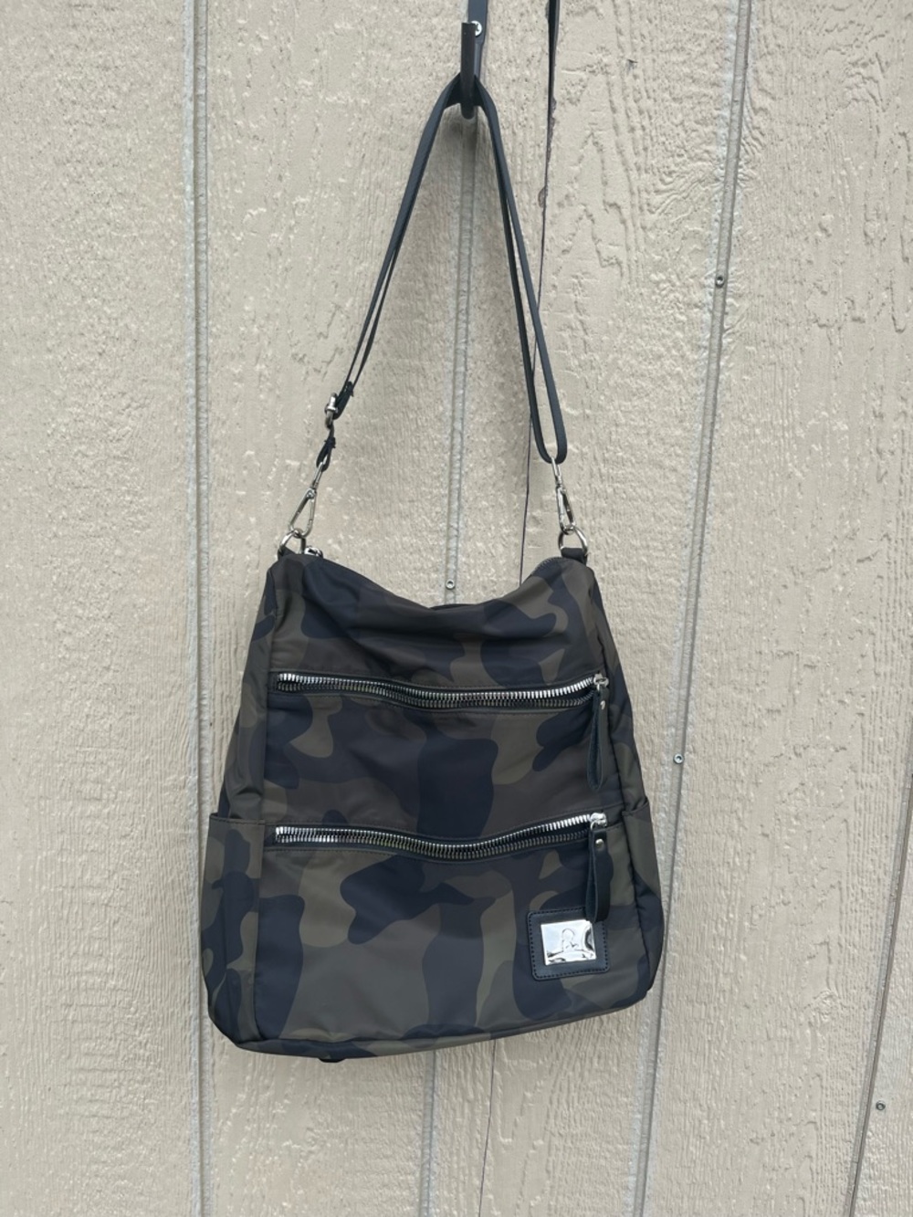 Camo Convertible Crossbody Shoulder Bag Backpack Green Brown‎